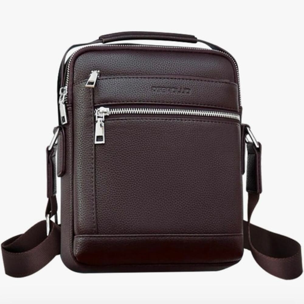 NEW‎ WIWSI Brown PU Leather Men’s Crossbody Messenger Shoulder Sling Bag